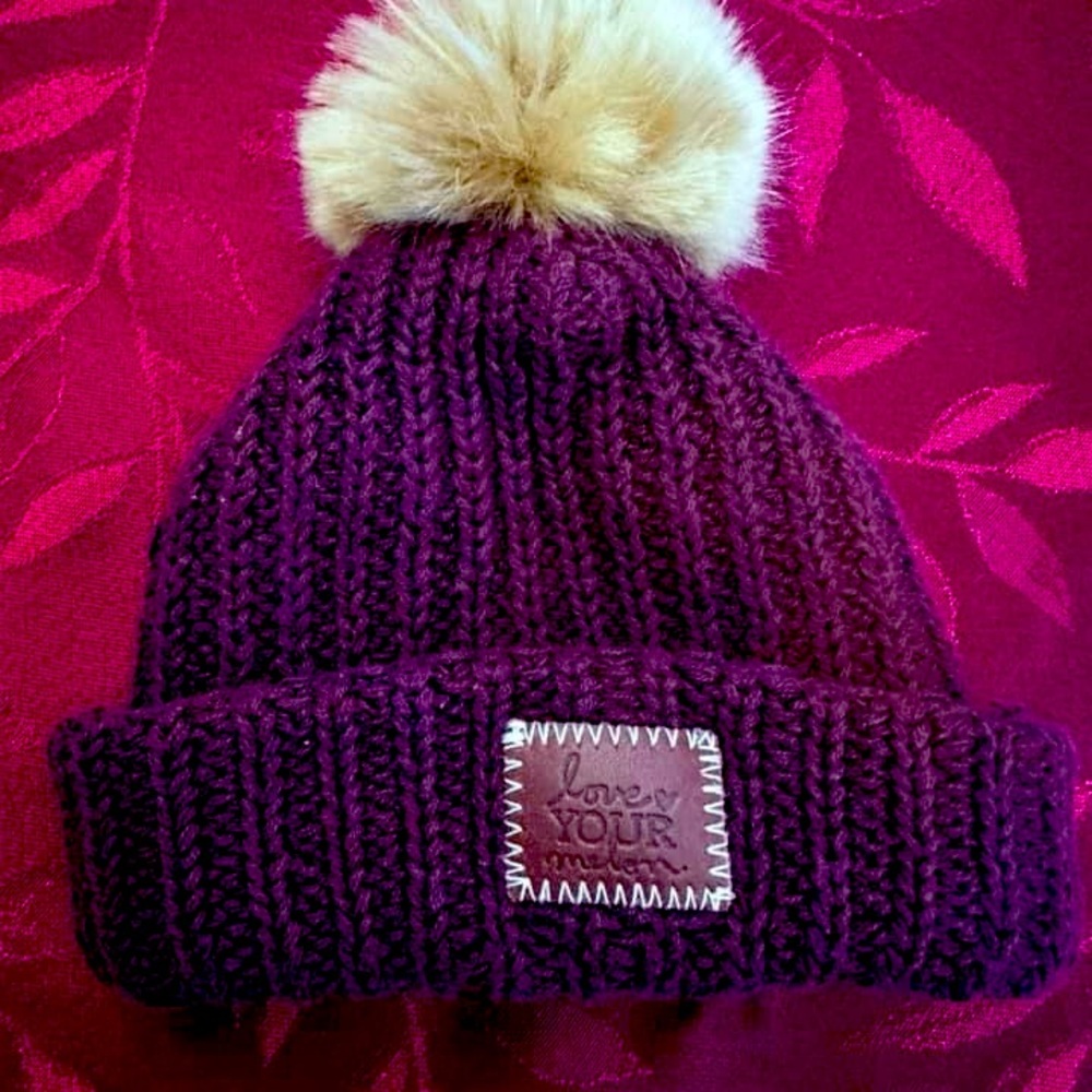 “Love Your Melon” Baby Burgundy Pom Beanie Hat